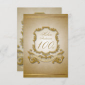 100. Geburtstagsfeier - Vintager Rahmen Einladung (Vorne/Hinten)