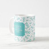 100. Geburtstagsgeschenk Aquamarines Zufallszahlen Kaffeetasse (Vorderseite Links)