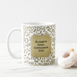 100. Geburtstagsgeschenk Gold Zufallszahl Muster Kaffeetasse