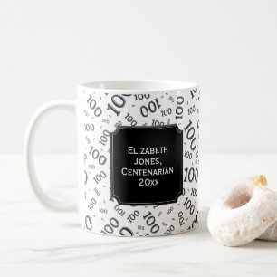 100. Geburtstagsgeschenk Schwarzes Zufallszahlenmu Kaffeetasse