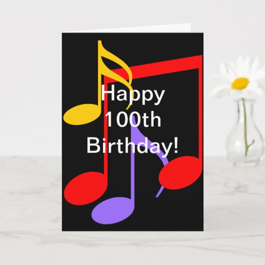 100. Geburtstagskarte für Musiknoten mit geklappte Karte (Kleine Pflanze)