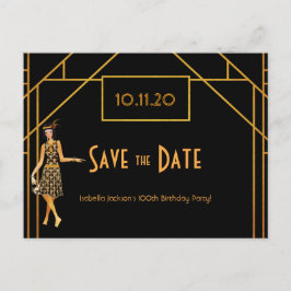 100. Geburtstagskunst Deko Gatsby Save the Date Postkarte