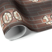 100. Geburtstagslichter auf Ziegelstein Geschenkpapier (Rolleneckpunkt)