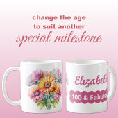 100. Geburtstagsname Gerbera Blume rosa Kaffeetasse