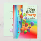 100. Geburtstagsparty Ballon Wall Einladung (Vorne/Hinten)