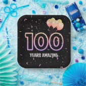100. Geburtstagsparty Balloons und Confetti Pappteller (Party)