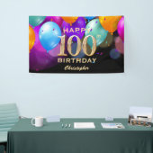 100. Geburtstagsparty Black and Gold Ballons Banner (Messeveranstaltung)