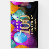 100. Geburtstagsparty Black and Gold Ballons Banner (Vertikal)