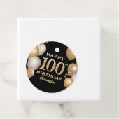 100. Geburtstagsparty Black and Gold Ballons Geschenkanhänger (Beispiel)
