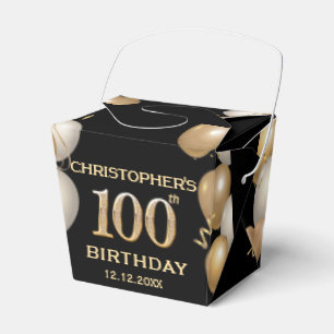 100. Geburtstagsparty Black and Gold Ballons Geschenkschachtel