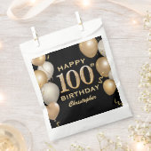 100. Geburtstagsparty Black and Gold Ballons Geschenktütchen (Ausgeschnitten)