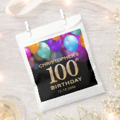 100. Geburtstagsparty Black and Gold Ballons Geschenktütchen (Ausgeschnitten)