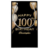 100. Geburtstagsparty Black and Gold Ballons Kleine Geschenktüte (Rückseite)