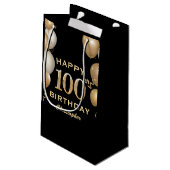 100. Geburtstagsparty Black and Gold Ballons Kleine Geschenktüte (Rückseite Schrägansicht)