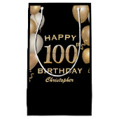 100. Geburtstagsparty Black and Gold Ballons Kleine Geschenktüte (Vorderseite)