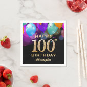 100. Geburtstagsparty Black and Gold Ballons Serviette (Beispiel)
