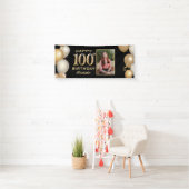 100. Geburtstagsparty Black and Gold Balloons Foto Banner (Insitu)