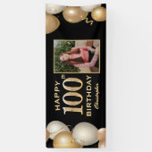100. Geburtstagsparty Black and Gold Balloons Foto Banner (Vertikal)
