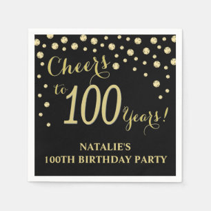 100. Geburtstagsparty Black and Gold Diamond Serviette