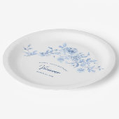 100. Geburtstagsparty Blaue Rose Blütenstaub Pappteller (Schrägansicht)