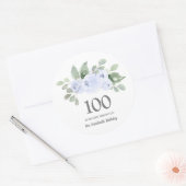 100. Geburtstagsparty Blue Rose Eukalyptus Runder Aufkleber (Umschlag)