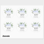 100. Geburtstagsparty Blue Rose Eukalyptus Runder Aufkleber (Blatt)