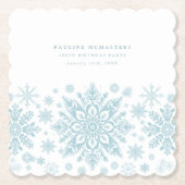 100. Geburtstagsparty Blue White Snowflake Custom Untersetzer (Vorderseite)