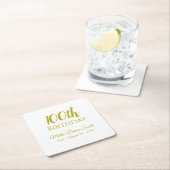 100. Geburtstagsparty Drink Coasters Personalisier Rechteckiger Pappuntersetzer (Vor Ort)