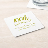 100. Geburtstagsparty Drink Coasters Personalisier Rechteckiger Pappuntersetzer (angewinkelt)