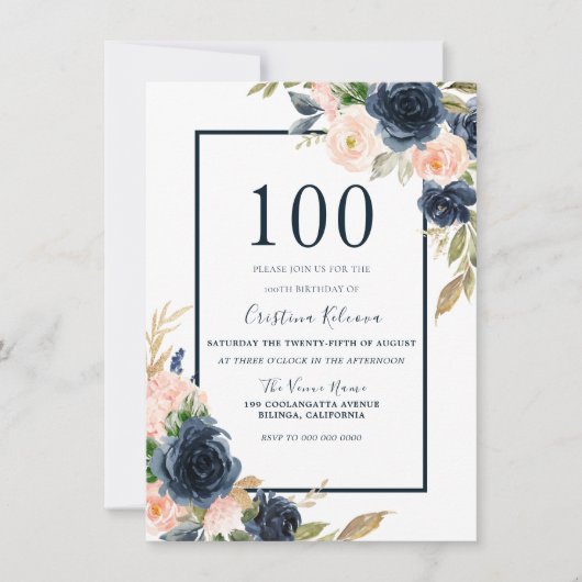 100. Geburtstagsparty Einladung (Vorderseite)