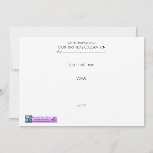 100. Geburtstagsparty Einladung (Rückseite)