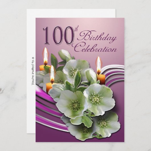 100. Geburtstagsparty Einladung (Vorne/Hinten)