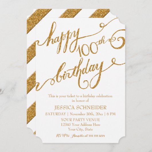 100. Geburtstagsparty Einladung (Vorne/Hinten)