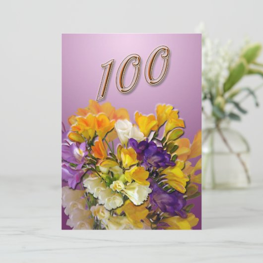 100. Geburtstagsparty Einladung (Stehend Vorderseite)