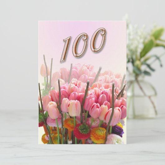 100. Geburtstagsparty Einladung (Stehend Vorderseite)