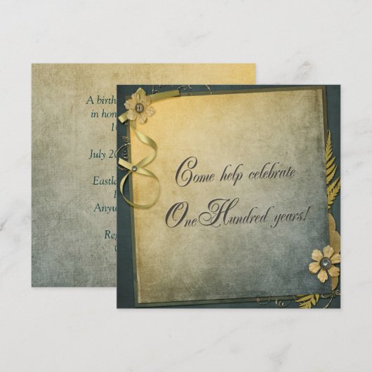 100. Geburtstagsparty Einladung (Vorne/Hinten)