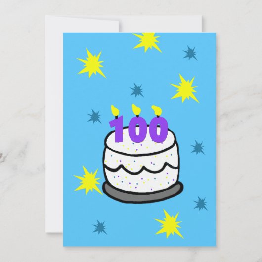 100. Geburtstagsparty Einladung 100 Candle Cake (Vorderseite)