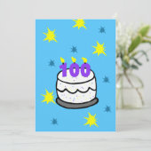 100. Geburtstagsparty Einladung 100 Candle Cake (Stehend Vorderseite)