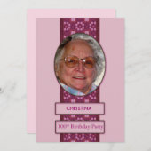 100. Geburtstagsparty Einladung Bild und Name (Vorne/Hinten)