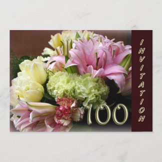 100. Geburtstagsparty Einladung - Blume Bouquet