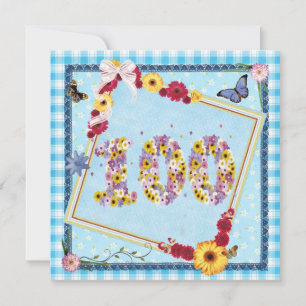 100 Geburtstagsparty Einladung Blume, Schmetterlin