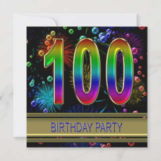 100. Geburtstagsparty Einladung mit Blasen