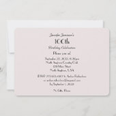 100. Geburtstagsparty Einladung Pale Pink Rose (Rückseite)