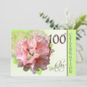 100. Geburtstagsparty Einladung, Rosa Rhododendron Einladung (Stehend Vorderseite)