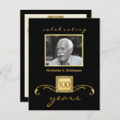 100. Geburtstagsparty Elegantes Foto Einladungen (Vorne/Hinten)