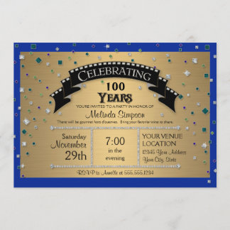 100. Geburtstagsparty feiert Imitate Jewel Confett Einladung