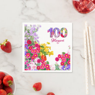100. Geburtstagsparty Floral Blume Moderne 100 Serviette