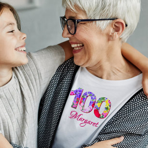 100. Geburtstagsparty Floral Blume Moderne 100 T-Shirt