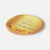 100. Geburtstagsparty Gold eleganten Bogen Namen Pappteller (Schrägansicht)