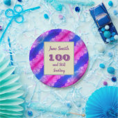 100. Geburtstagsparty hell Neon Farbe gestrichen Pappteller (Party)